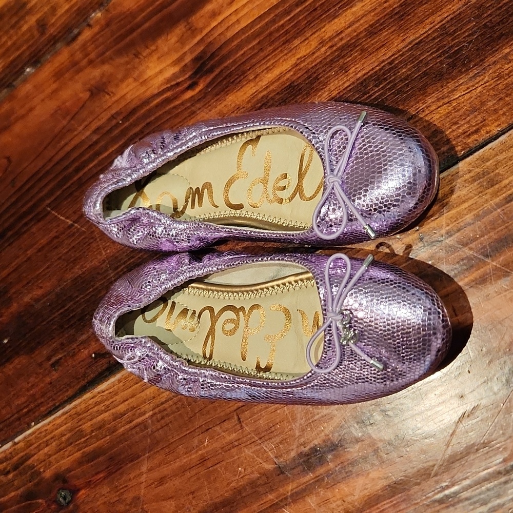 Sam Edelman Shimmering Purple Kids Dress Shoes
